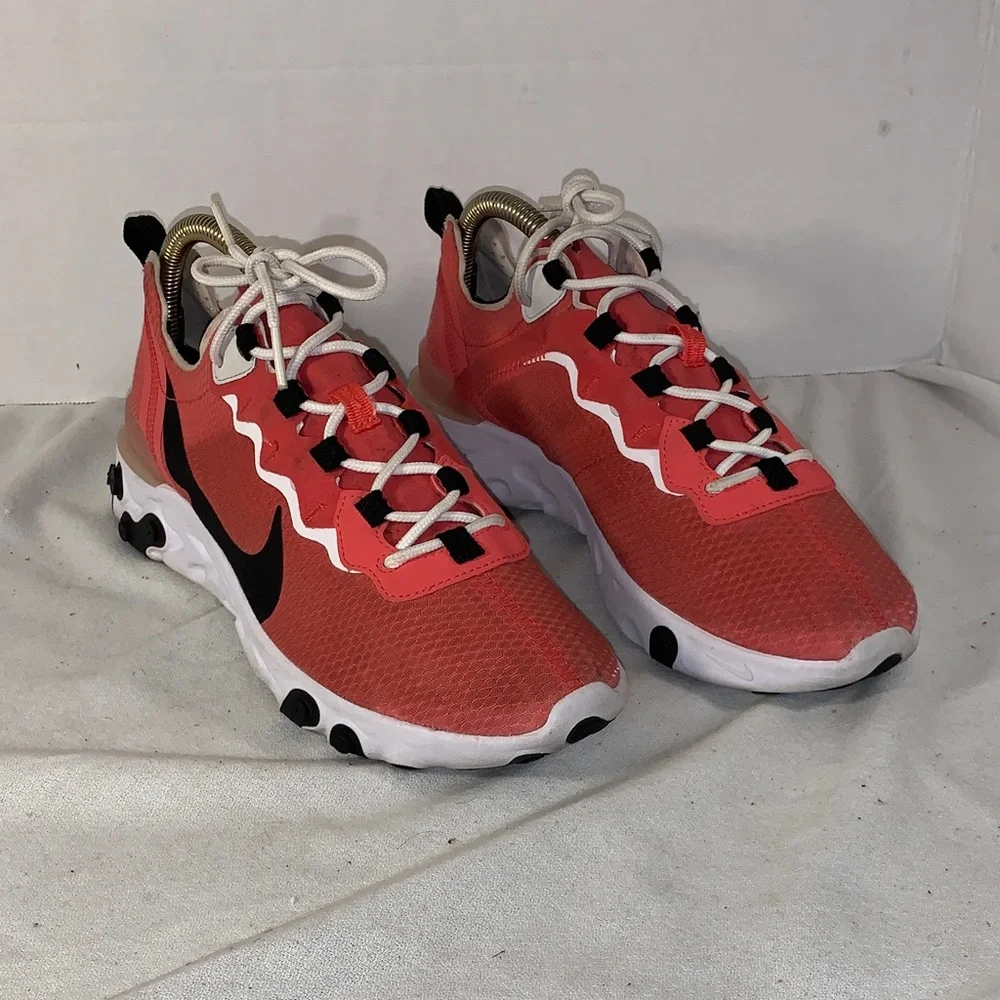 Nike Womens React Elements 55 SE ’Ember Glow’ Coral and Black Sneakers
